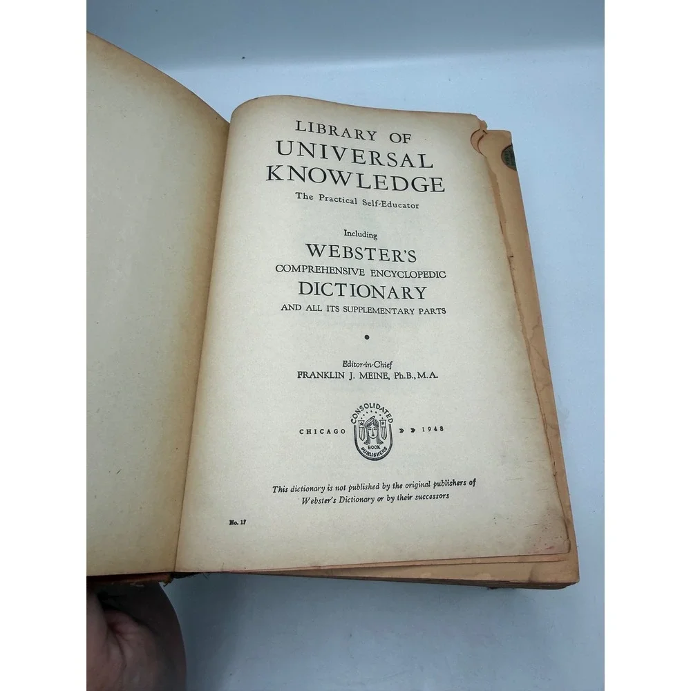 1948 Library of Universal Knowledge Webster's Encyclopedic Dictionary Vintage